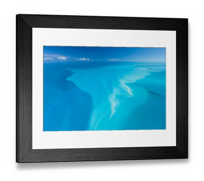 Framed Print : Aerial image showing sandbanks in the Bahamas archipelago, Caribbean, February 2012 Framed Print : Aerial image showing sandbanks in the Bahamas archipelago, Caribbean, February 2012