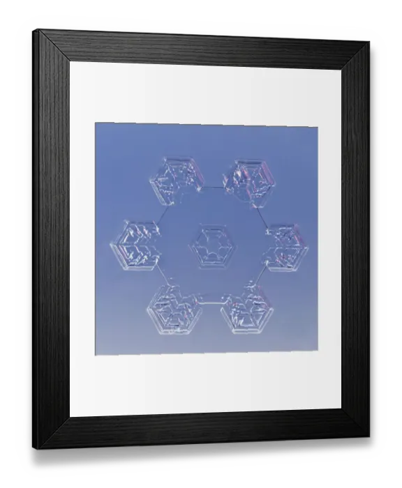 Framed Print : Snowflake magnified under microscope, Lilehammer, Norway