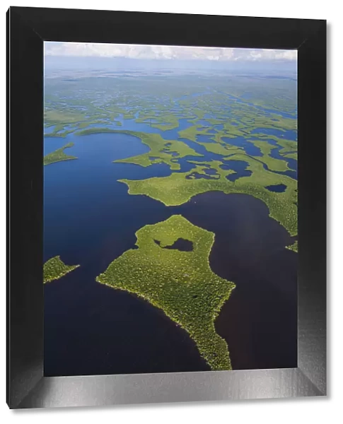 Aerial view over subtropical mangrove wetlands of the Everglades National Park. Florida