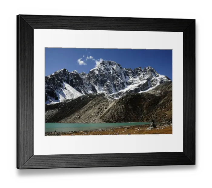 Framed Print : Tajun Pokhari Lake (4. 600 m) with mountains behind, Sagarmatha National Park (World Framed Print : Tajun Pokhari Lake (4. 600 m) with mountains behind, Sagarmatha National Park (World