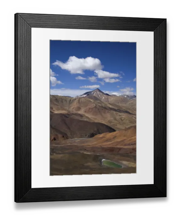 Framed Print : Mineral rich landscape and copper lake from the Bogo La pass at17000 ft, Tibet Framed Print : Mineral rich landscape and copper lake from the Bogo La pass at17000 ft, Tibet