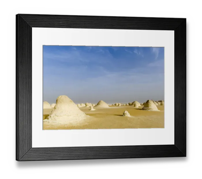 Framed Print : Chalk rock formations caused by sand storms, White desert in the Sahara, Egypt, February Framed Print : Chalk rock formations caused by sand storms, White desert in the Sahara, Egypt, February