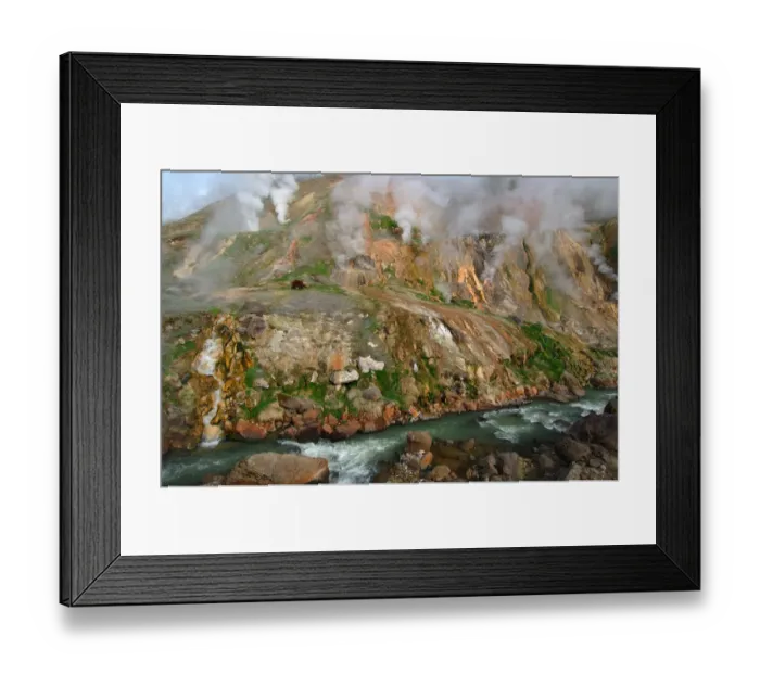 Framed Print : Brown bear {Ursus arctos} at the Stained glass window in the Valley of the Geysers Framed Print : Brown bear {Ursus arctos} at the Stained glass window in the Valley of the Geysers