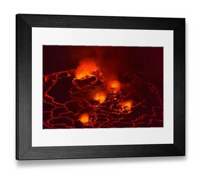 Framed Print : Lava Lake at night in the crater of Nyiragongo Volcano, Virunga National Park, North Kivu Province Framed Print : Lava Lake at night in the crater of Nyiragongo Volcano, Virunga National Park, North Kivu Province