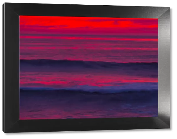 Sunset over Pacific Ocean, La Jolla, San Diego, California, USA. February 2015