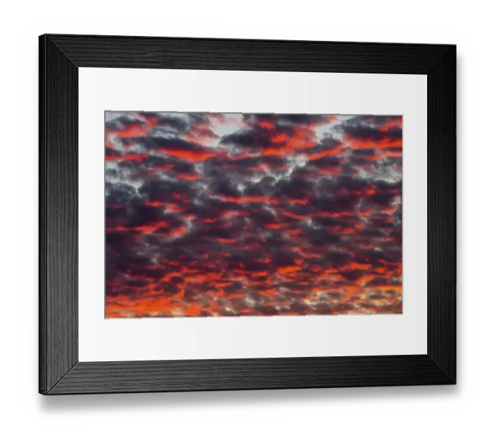 Framed Print : Sunset sky with red clouds, Monmouthshire, Wales, UK, September Framed Print : Sunset sky with red clouds, Monmouthshire, Wales, UK, September