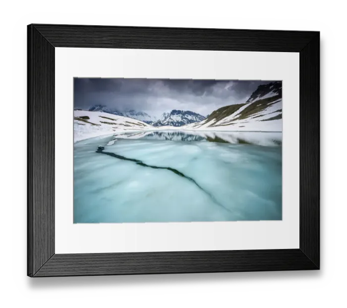 Framed Print : Thawing alpine lake, Vanoise National Park, Rhone-Alpes, France, June Framed Print : Thawing alpine lake, Vanoise National Park, Rhone-Alpes, France, June