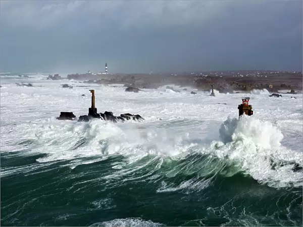 Rough seas during Storm Ruth, Ile d Ouessant, Armorique Regional Park