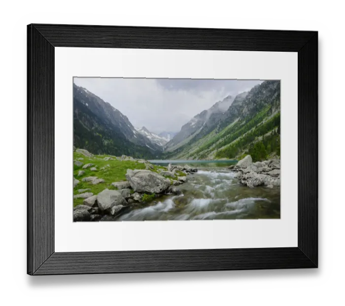 Framed Print : River flowing from Lac de Gaube, Pyrenees National Park, Hautes Pyrenees, France, July 2013 Framed Print : River flowing from Lac de Gaube, Pyrenees National Park, Hautes Pyrenees, France, July 2013