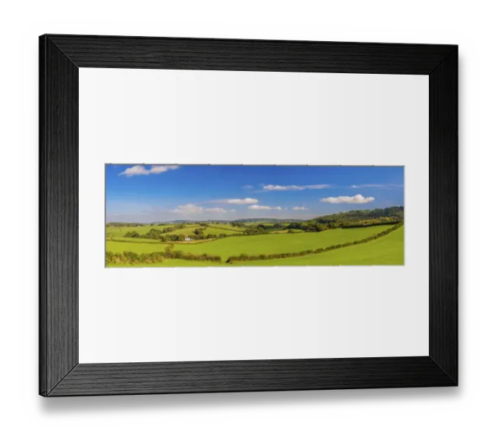Framed Print : Countryside with farmhouse and fields, Monmouthshire, Wales, UK Framed Print : Countryside with farmhouse and fields, Monmouthshire, Wales, UK