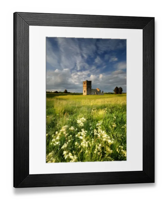 Framed Print : Knowlton church, Dorset. UK, with cloudy sky, summer 2007 Framed Print : Knowlton church, Dorset. UK, with cloudy sky, summer 2007