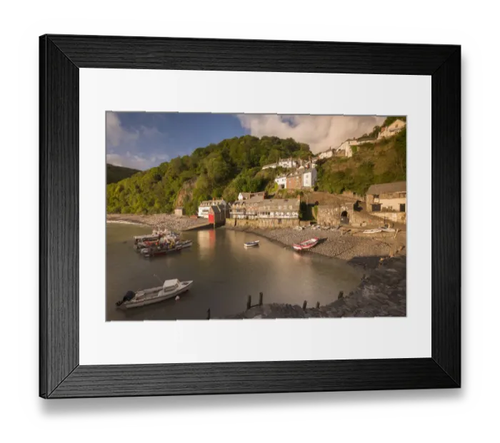 Framed Print : Clovelly harbour in early morning light, Clovelly, North Devon, UK. May 2015 Framed Print : Clovelly harbour in early morning light, Clovelly, North Devon, UK. May 2015