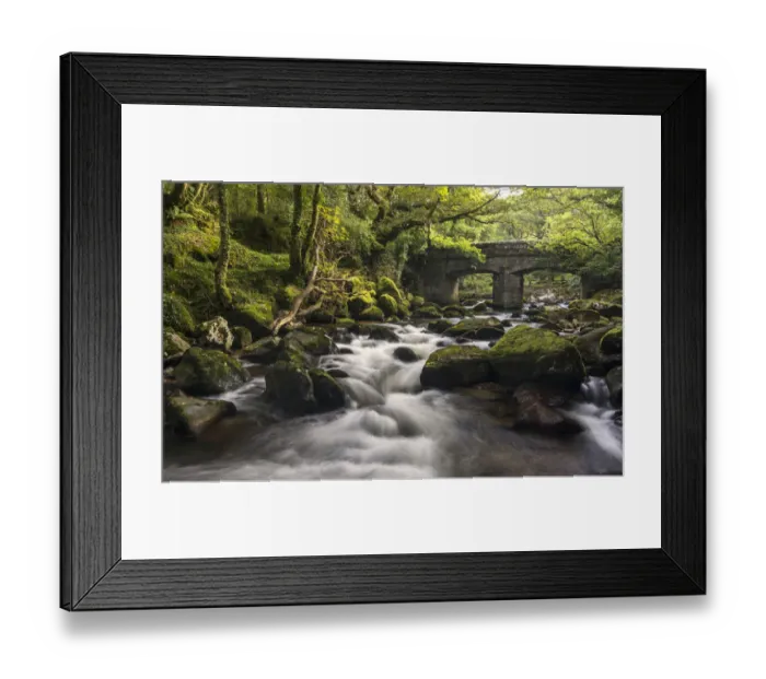 Framed Print : Shaugh Prior, bridge and River Plym, Dartmoor National Park, Devon, UK. September 2016