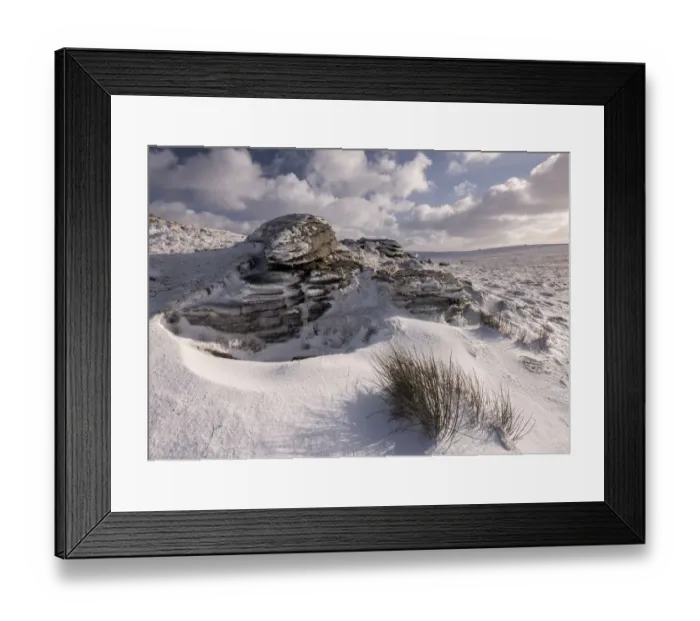 Framed Print : West Mill Tor, late evening light after snowfall, Dartmoor National Park, Devon, UK Framed Print : West Mill Tor, late evening light after snowfall, Dartmoor National Park, Devon, UK