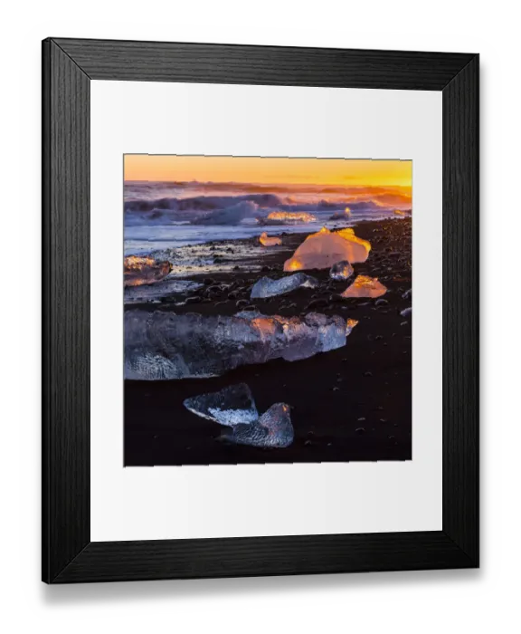 Framed Print : Melting ice on Jokulsarlon beach. Southern Iceland, Europe, November 2012 Framed Print : Melting ice on Jokulsarlon beach. Southern Iceland, Europe, November 2012