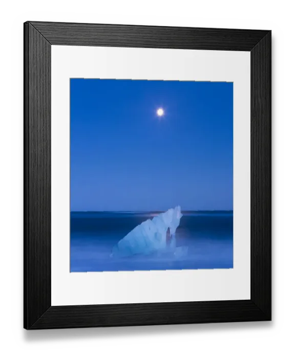 Framed Print : Melting ice on Jokulsarlon beach with moon. Southern Iceland, Europe, November 2012 Framed Print : Melting ice on Jokulsarlon beach with moon. Southern Iceland, Europe, November 2012