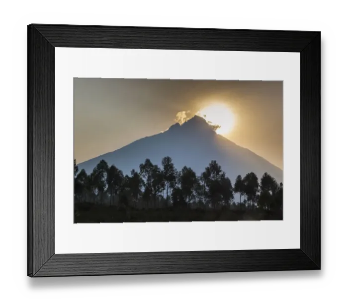 Framed Print : Sunrise behind Mount Mikeno, Virunga National Park, Democratic Republic of the Congo