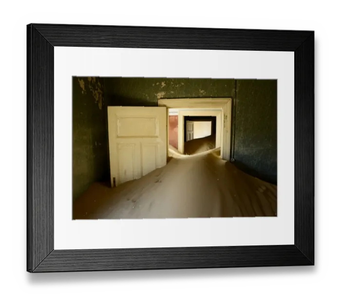 Framed Print : Abandoned house full of sand. Kolmanskop Ghost Town, an old diamond-mining town where Framed Print : Abandoned house full of sand. Kolmanskop Ghost Town, an old diamond-mining town where