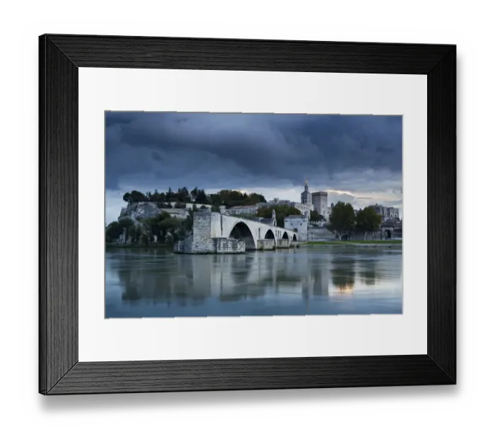 Framed Print : The Pont St-Benezet, Palais des Papes and Rhone River at dusk, Avignon, Provence Framed Print : The Pont St-Benezet, Palais des Papes and Rhone River at dusk, Avignon, Provence