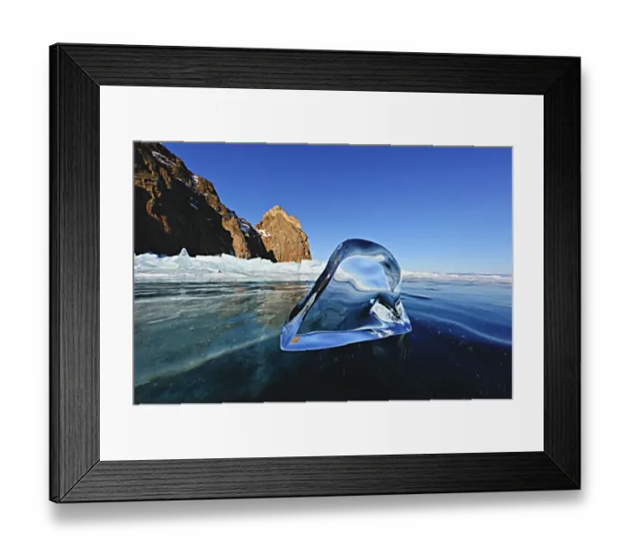 Framed Print : Transparent ice formation on Lake Baikal, Siberia, Russia, March 2012 Framed Print : Transparent ice formation on Lake Baikal, Siberia, Russia, March 2012