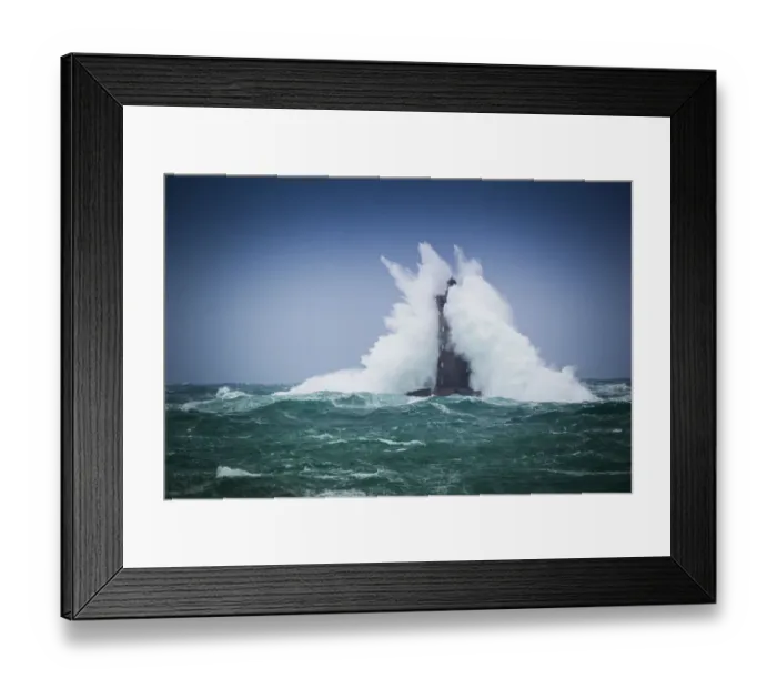 Framed Print : Waves lashing the Four Lighthouse during winter storm, Northern Brittany, France, December 2011 Framed Print : Waves lashing the Four Lighthouse during winter storm, Northern Brittany, France, December 2011