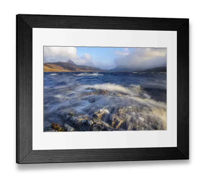 Framed Print : Waves crashing on Loch Bad a Ghaill, Assynt, Highlands of Scotland, UK, January 2016 Framed Print : Waves crashing on Loch Bad a Ghaill, Assynt, Highlands of Scotland, UK, January 2016