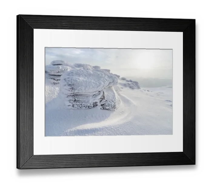 Framed Print : Rock formations on Cul Mor coated in ice. Assynt, Highlands of Scotland, UK, January 2016