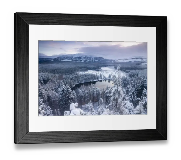 Framed Print : View over Uath Lochans before sunrise following heavy snowfall, Cairngorms National Park Framed Print : View over Uath Lochans before sunrise following heavy snowfall, Cairngorms National Park