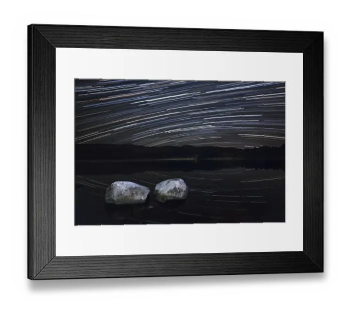 Framed Print : Night sky over Loch Morlich with star trails, Cairngorms National Park, Cairngorms Framed Print : Night sky over Loch Morlich with star trails, Cairngorms National Park, Cairngorms