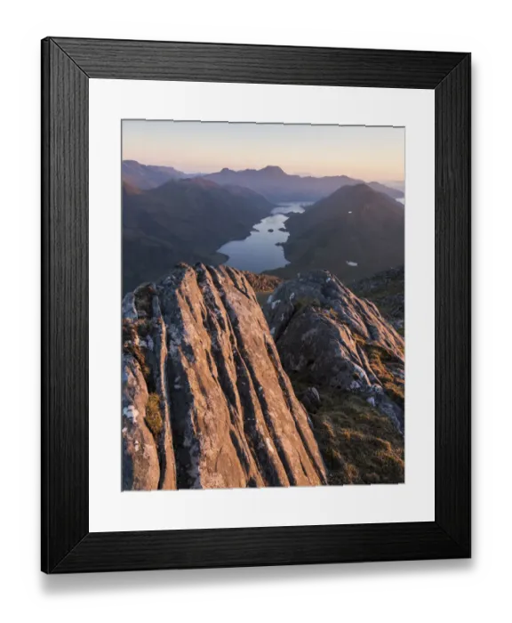 Framed Print : Rock formations on Bhudhie Bheinn lit by the setting sun. Knoydart, Scotland, UK Framed Print : Rock formations on Bhudhie Bheinn lit by the setting sun. Knoydart, Scotland, UK