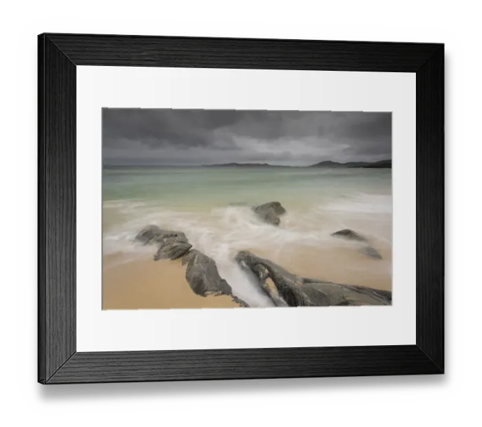 Framed Print : Rocks on Seilebost beach with storm approaching, North Harris, Outer Hebrides, Scotland Framed Print : Rocks on Seilebost beach with storm approaching, North Harris, Outer Hebrides, Scotland