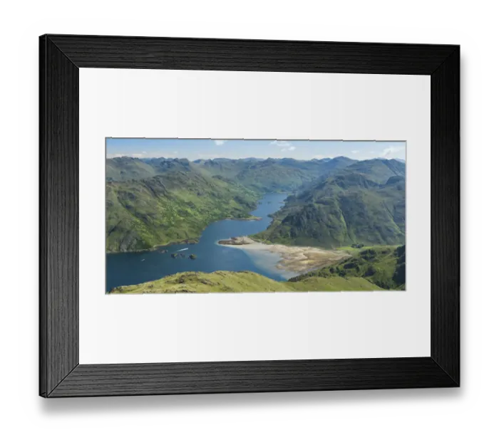 Framed Print : Loch Hourn and Barrisdale Bay in Mid Summer with blue skies. Knoydart, Scotland, UK Framed Print : Loch Hourn and Barrisdale Bay in Mid Summer with blue skies. Knoydart, Scotland, UK