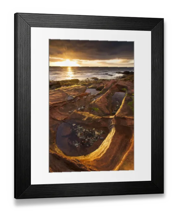 Framed Print : Sandstone rocks at sunrise, Corrie, Isle of Arran, Scotland, UK, October 2013 Framed Print : Sandstone rocks at sunrise, Corrie, Isle of Arran, Scotland, UK, October 2013