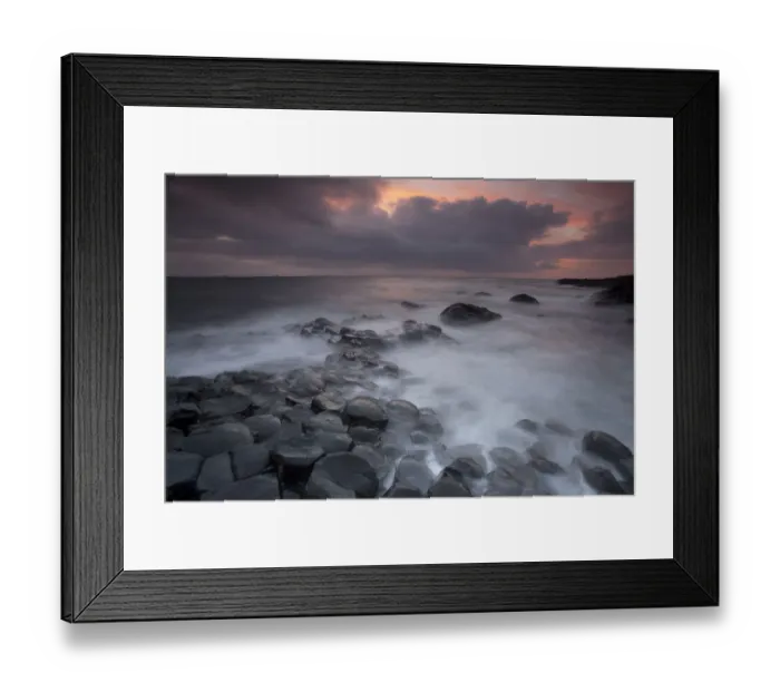 Framed Print : Giants Causeway at dusk, County Antrim, Northern Ireland, UK, June 2010. Looking out to sea Framed Print : Giants Causeway at dusk, County Antrim, Northern Ireland, UK, June 2010. Looking out to sea