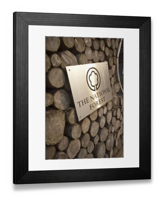 Framed Print : The National Forest sign at entrance to Roslington Forestry Centre, The National Forest Framed Print : The National Forest sign at entrance to Roslington Forestry Centre, The National Forest