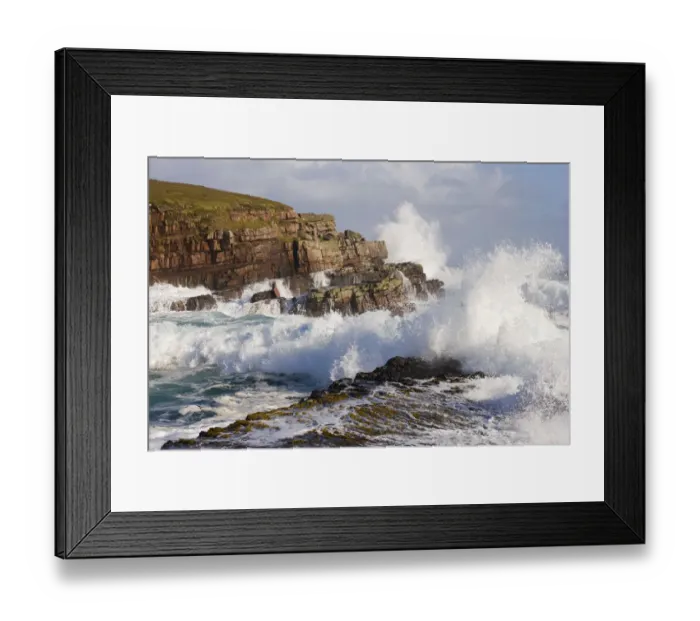Framed Print : Waves crashing over rocks, coastline near Point of Stoer, Assynt, Sutherland, NW Scotland Framed Print : Waves crashing over rocks, coastline near Point of Stoer, Assynt, Sutherland, NW Scotland