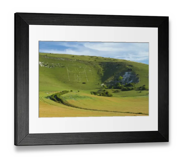 Framed Print : Wilmington Long Man on Wilmington Hill, a chalk figure cut into the hillside in the 16th century Framed Print : Wilmington Long Man on Wilmington Hill, a chalk figure cut into the hillside in the 16th century