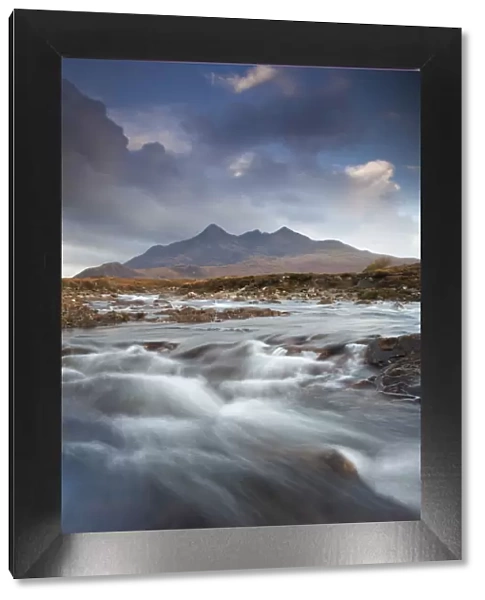 View looking towards the Black Cuillin mountains, with the River Sligachan in the foreground