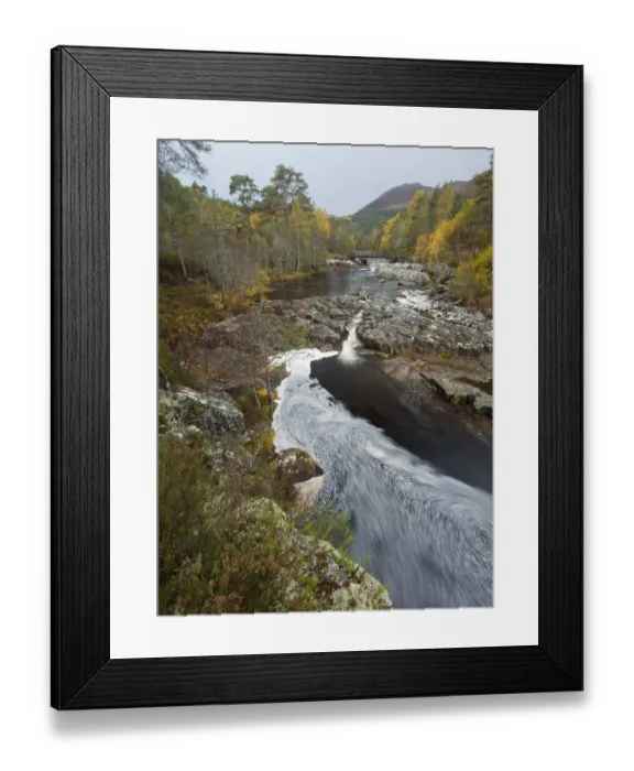 Framed Print : River Affric flowing through Silver birch and Scots pine woodland in autumn, Glen Affric Framed Print : River Affric flowing through Silver birch and Scots pine woodland in autumn, Glen Affric