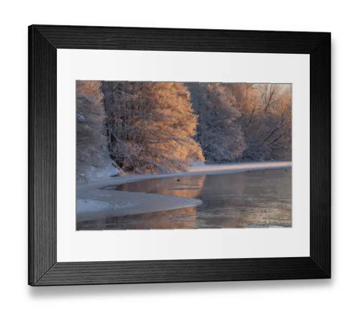 Framed Print : Partially frozen River Spey in winter, Cairngorms NP, Scotland, UK, December 2012
