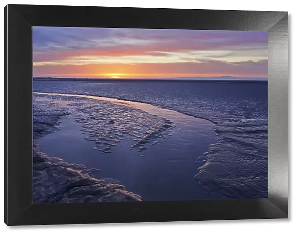 Mudflats at dawn, Sandyhills Bay, Solway Firth, Dumfries and Galloway, Scotland, UK, March