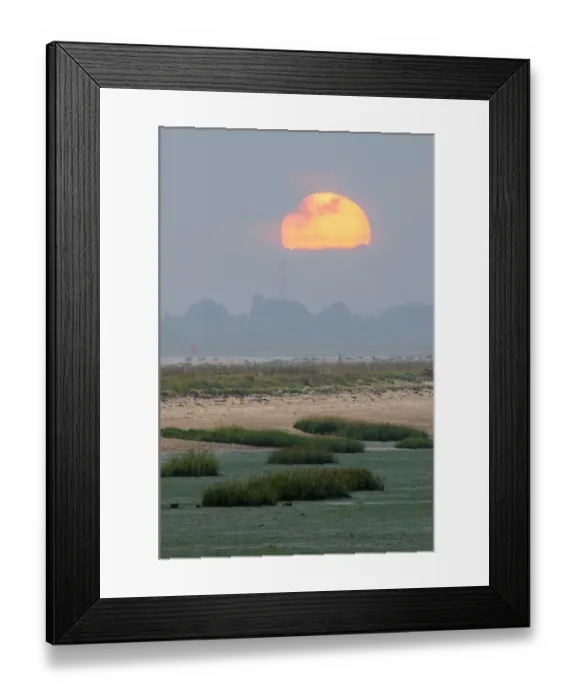 Framed Print : Sunset over South Swale local nature reserve, Kent, England, UK, November Framed Print : Sunset over South Swale local nature reserve, Kent, England, UK, November