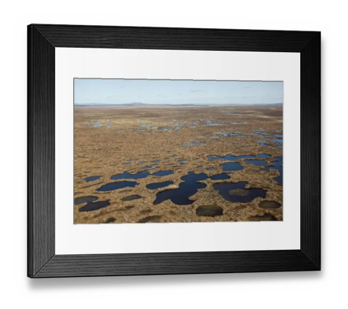 Framed Print : Aerial view across the Flow Country showing peatland pool system, Forsinard, Caithness Framed Print : Aerial view across the Flow Country showing peatland pool system, Forsinard, Caithness
