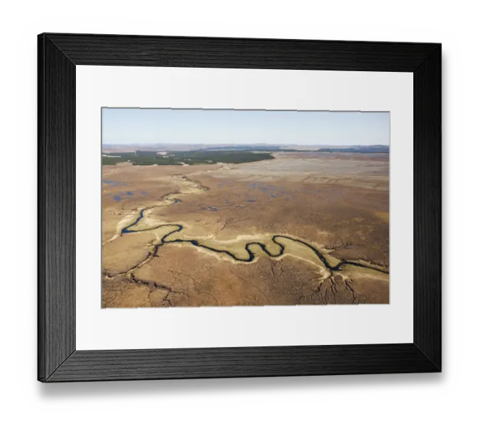 Framed Print : Aerial view across the Flow Country showing peatland pool system with commercial