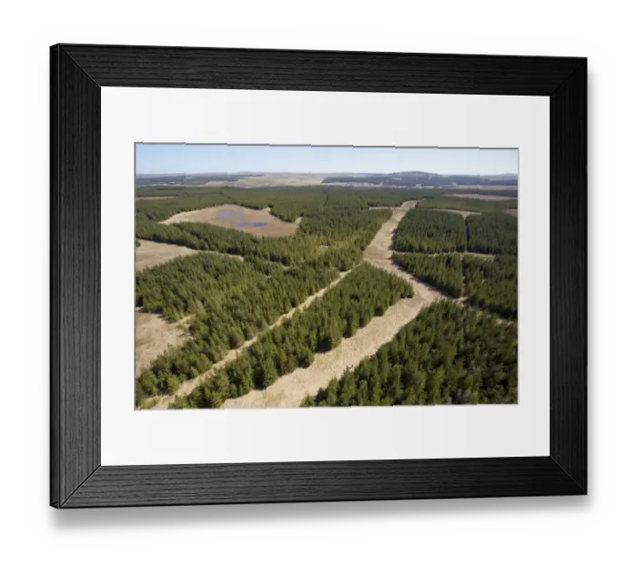 Framed Print : RF- Aerial view of blocks of forestry plantation planted on blanket bog. Forsinard Framed Print : RF- Aerial view of blocks of forestry plantation planted on blanket bog. Forsinard