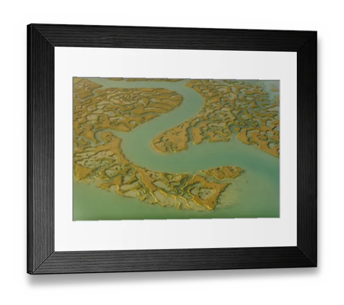 Framed Print : Water channels making patterns in saltmarsh, seen from the air. Abbotts Hall Farm Framed Print : Water channels making patterns in saltmarsh, seen from the air. Abbotts Hall Farm