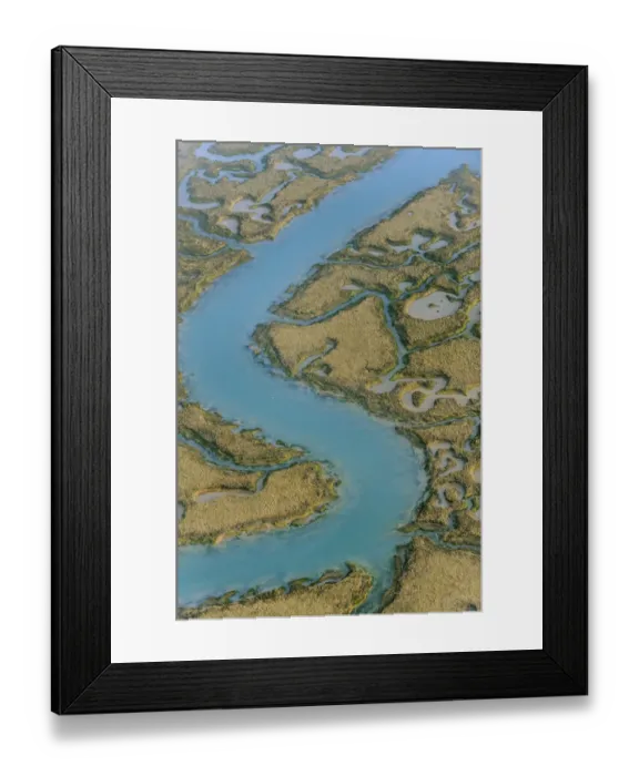 Framed Print : Water channels making patterns in saltmarsh, seen from the air. Abbotts Hall Farm Framed Print : Water channels making patterns in saltmarsh, seen from the air. Abbotts Hall Farm