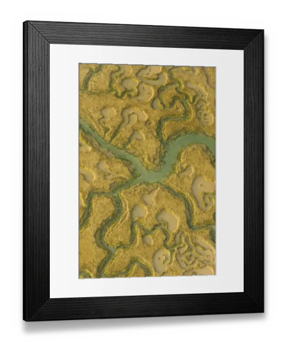 Framed Print : Water channels making patterns in saltmarsh, seen from the air. Abbotts Hall Farm Framed Print : Water channels making patterns in saltmarsh, seen from the air. Abbotts Hall Farm