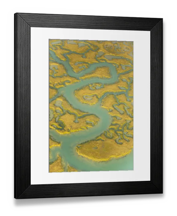 Framed Print : Water channels making patterns in saltmarsh, seen from the air. Abbotts Hall Farm Framed Print : Water channels making patterns in saltmarsh, seen from the air. Abbotts Hall Farm