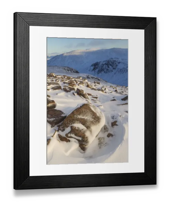 Framed Print : View over Glen Avon to Beinn Mheadhoin in winter, Cairngorms National Park, Scotland Framed Print : View over Glen Avon to Beinn Mheadhoin in winter, Cairngorms National Park, Scotland